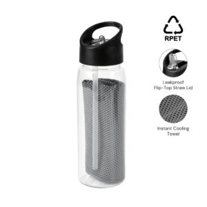 DEVON – Giftology RPET Cooling Towel in RPET Bottle 800 ml – Black — related custom branded product in UAE