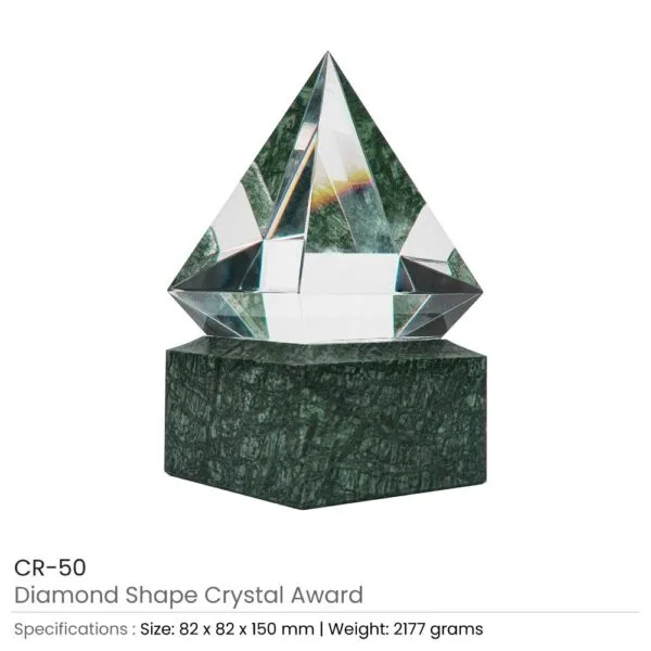 Diamond Shaped Crystal Awards with Marble Base — product photo 1