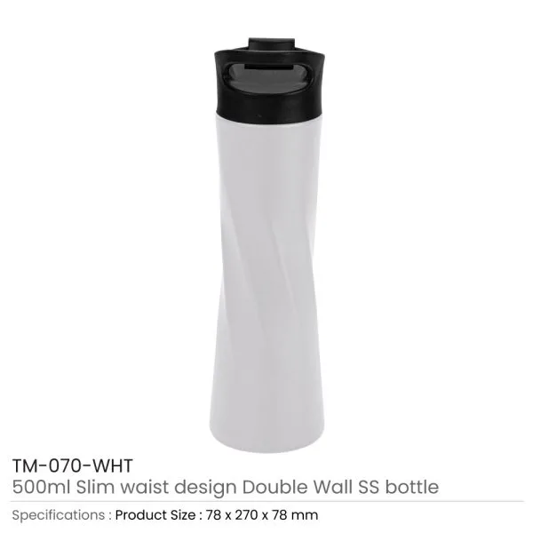 Double Wall SS Bottles Slim Waist Design Flip top Lid 500ml — product photo 1