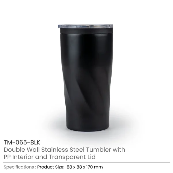 Double Wall SS Tumblers with PP Interior and Transparent Lid 580ml — product photo 1