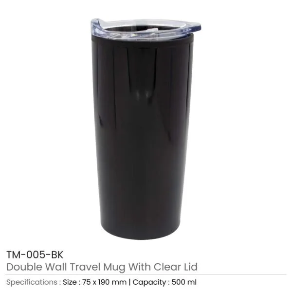 Double-Wall Travel Mugs with Clear Lid — product photo 1