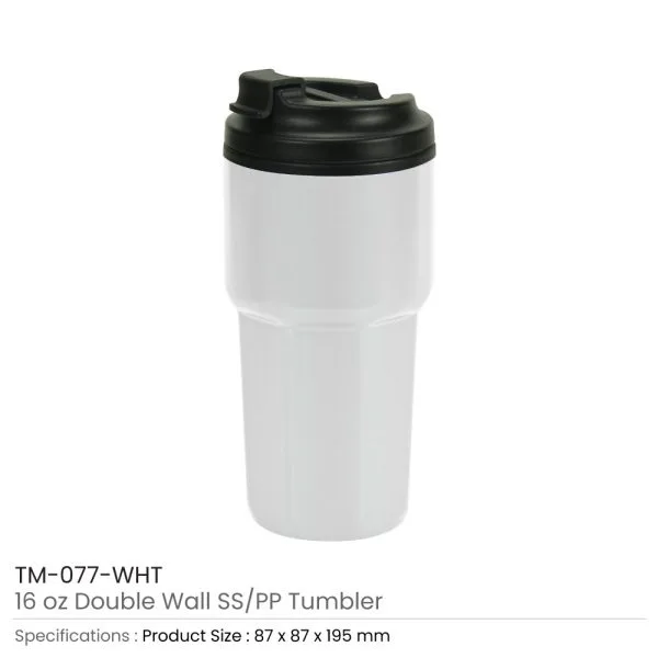 Double Wall Tumblers Flip-top PP Lid in 473ml — product photo 1