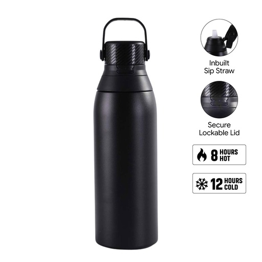 EVORA - Hans Larsen Double Wall Stainless Steel Vacuum Bottle 750ml - Black — product photo 1