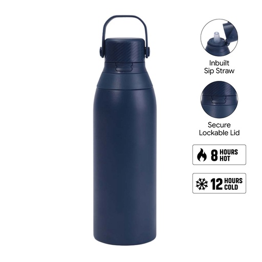 EVORA - Hans Larsen Double Wall Stainless Steel Vacuum Bottle 750ml - Navy — product photo 1