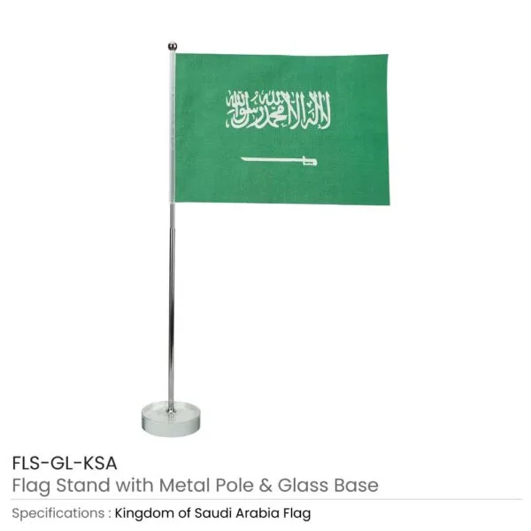 Flag with Metal Pole & Clear Glass Round Base — product photo 1