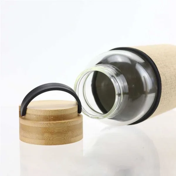 Glass Bottles with Bamboo Lid and Eco Sleeve, 1 liter — product photo 1