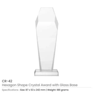 Hexagon Shaped Crystal Awards with Glass Base & Box — related custom branded product in UAE