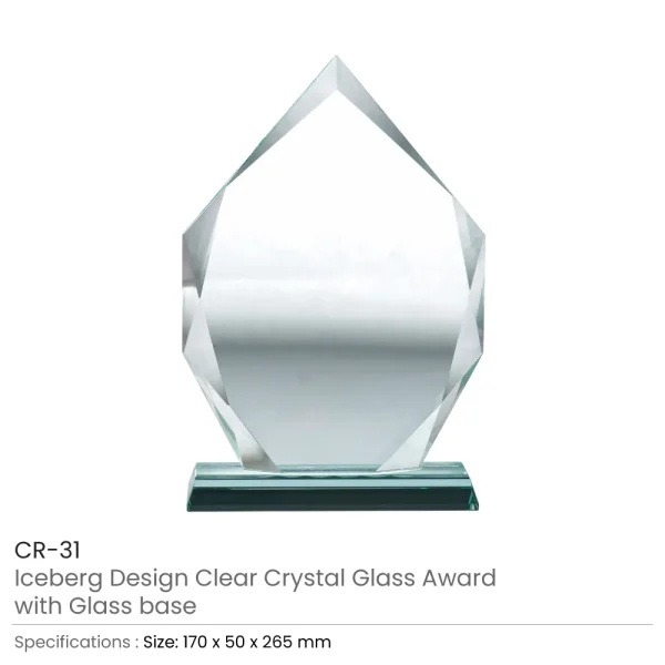 Iceberg Design Crystal Awards with Glass Base in Premium Box — product photo 1