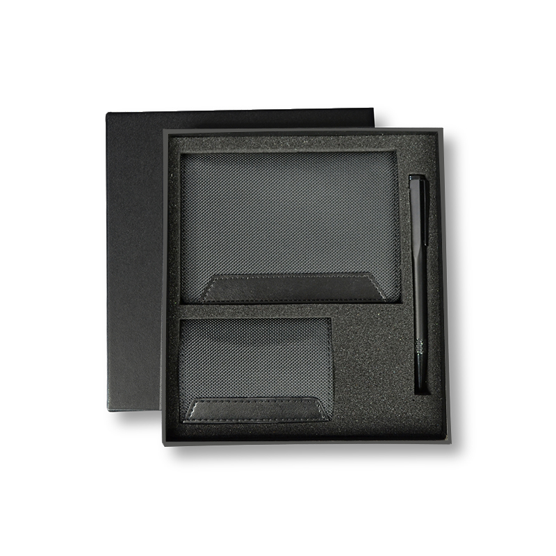 IRTA - Executive Set of Passport Cover, Name Card Holder and Metal Pen - Black — product photo 1