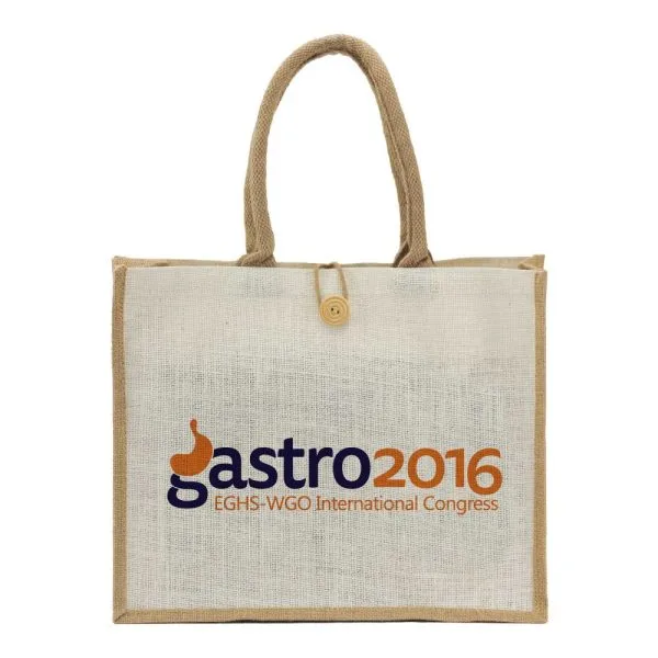 Jute Shopping Bags with Button — product photo 1