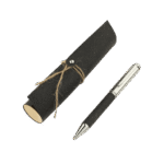 KORU - eco-neutral Metal Pen with Recycled Leather Barrel - Black