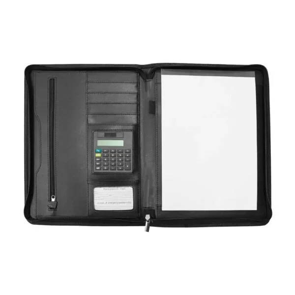 Leather Portfolio with Zipper and Calculator — product photo 1