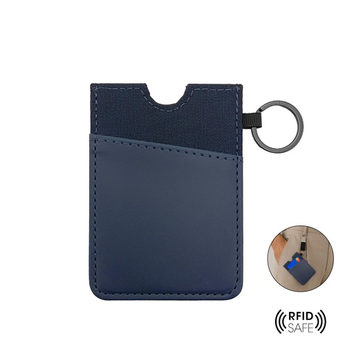 LUGANO - Vertical RFID Cardholder Wallet with Keyring - Navy Blue — product photo 1