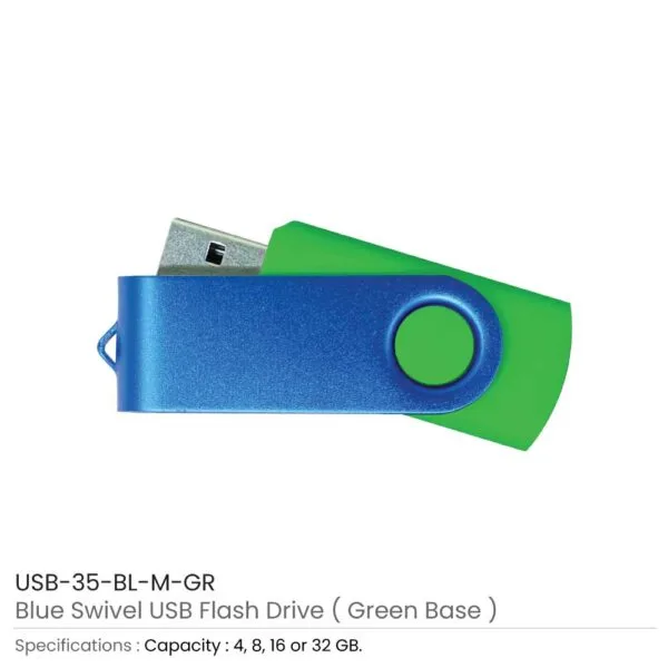 Matt Blue Swivel USB Flash Drives — product photo 1