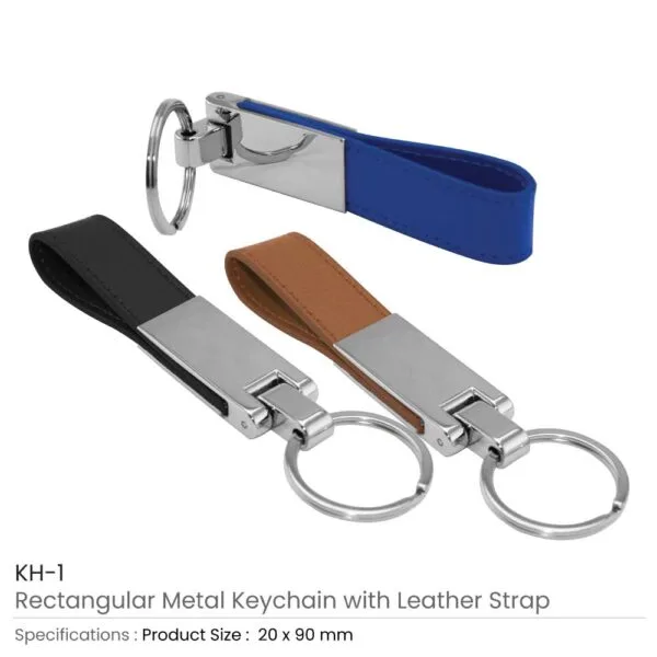 Metal Key Chains with Leather Strap — product photo 1