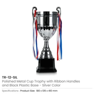 Metal Open Cup Trophies & Removable Ribbon Attached to Both Handles — related custom branded product in UAE