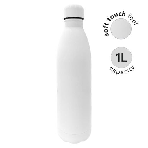 MODENA - Giftology Soft Touch Insulated Water Bottle - 1L - White — product photo 1