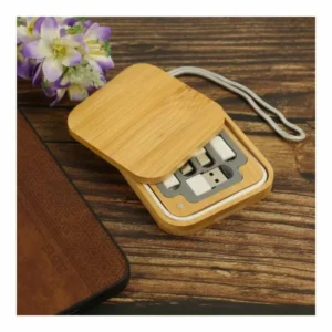 Multi-Charging Cable Set in Square Bamboo Case — related custom branded product in UAE