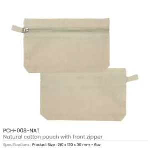 Natural Cotton Pouches with front Zipper Closure — related custom branded product in UAE