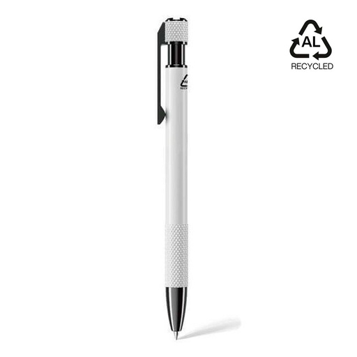 PILA - Recycled Aluminium Ballpoint Pen - White — product photo 1