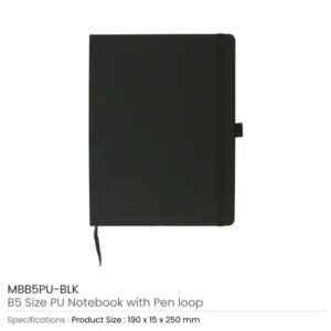 PU Notebooks B5 Size, Pen Loop, Ribbon Bookmark, Elastic Band — related custom branded product in UAE