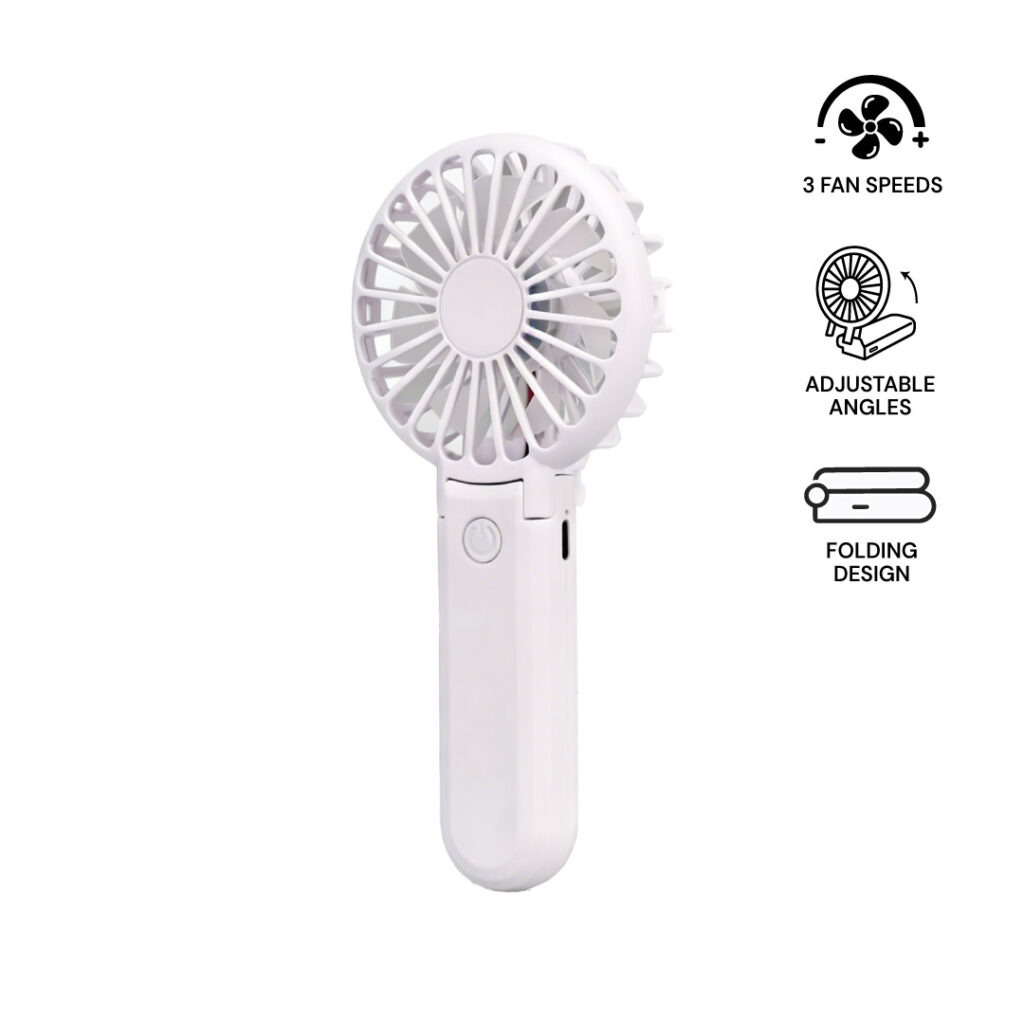 ROTO - Rechargeable Handheld Fan with Foldable Desk Stand - White — product photo 1
