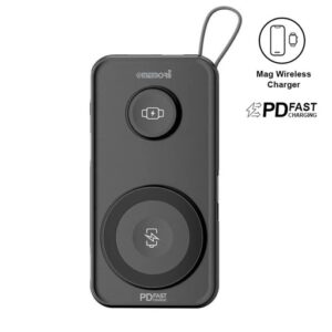 ROTTERDAM – @memorii 10000mAh Universal Wireless Powerbank with inbuilt cables – Black — related custom branded product in UAE
