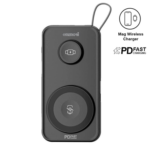 ROTTERDAM - @memorii 10000mAh Universal Wireless Powerbank with inbuilt cables - Black — product photo 1