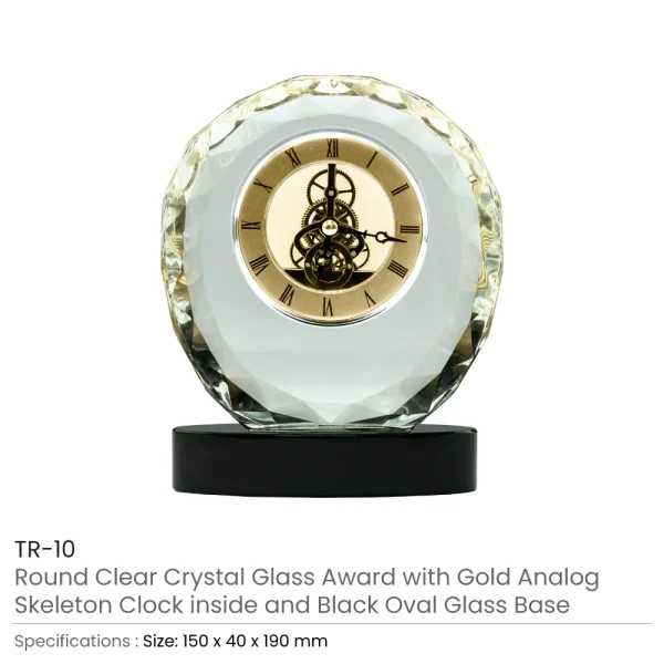Round Crystal Clock Awards with Oval Glass Base in Premium Box — product photo 1