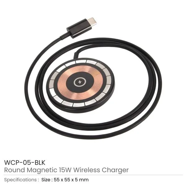 Round Magnetic 15W Fast Wireless Charger Type C — product photo 1