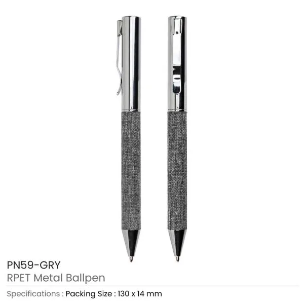 RPET Metal Ball Pens, Twist Action Mechanism, Blue Ink — product photo 1