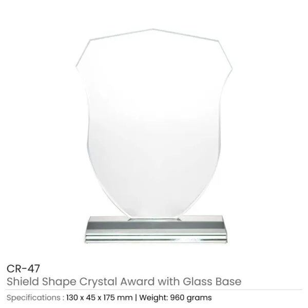 Shield Shaped Crystal Awards with Gift Box — product photo 1
