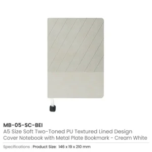 Soft PU Cover Notebooks in A5 Size with Metal Plate Bookmark — related custom branded product in UAE