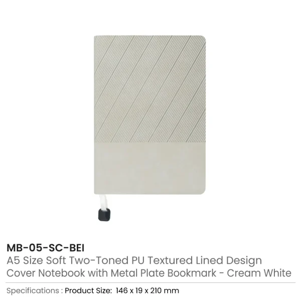 Soft PU Cover Notebooks in A5 Size with Metal Plate Bookmark — product photo 1