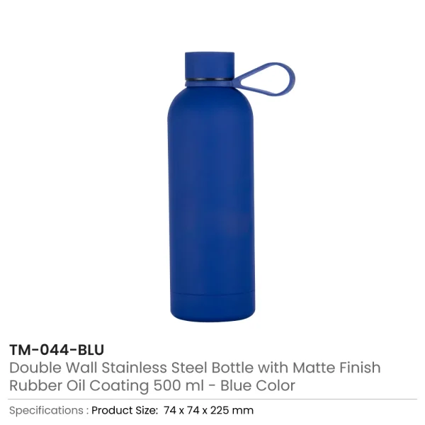 Stainless Steel Water Bottles 500ml – Double Wall, Matte, Rubber Coating — product photo 1