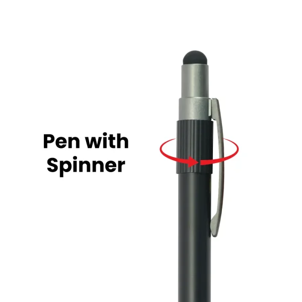 Stylus Metal Pens with Spinner – Push Button (Blue Ink) — product photo 1