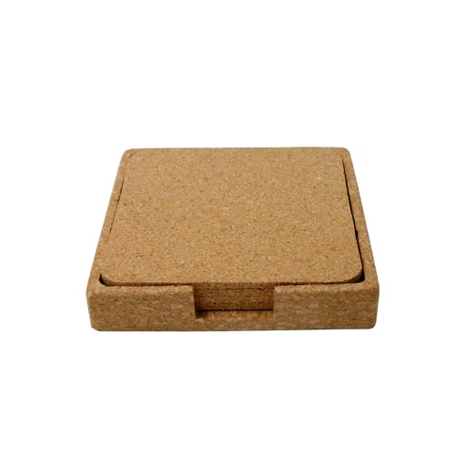 TEREVI - eco-neutral set of 4 Cork Coasters with Cork Stand — product photo 1