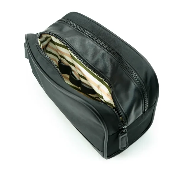 Twill Fabric Utility Pouch with PU Handle, 2 Main Zipper Compartments — product photo 1
