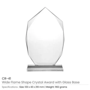 Wide Flame Crystal Awards with Glass base & Box — related custom branded product in UAE