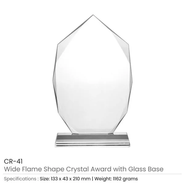 Wide Flame Crystal Awards with Glass base & Box — product photo 1