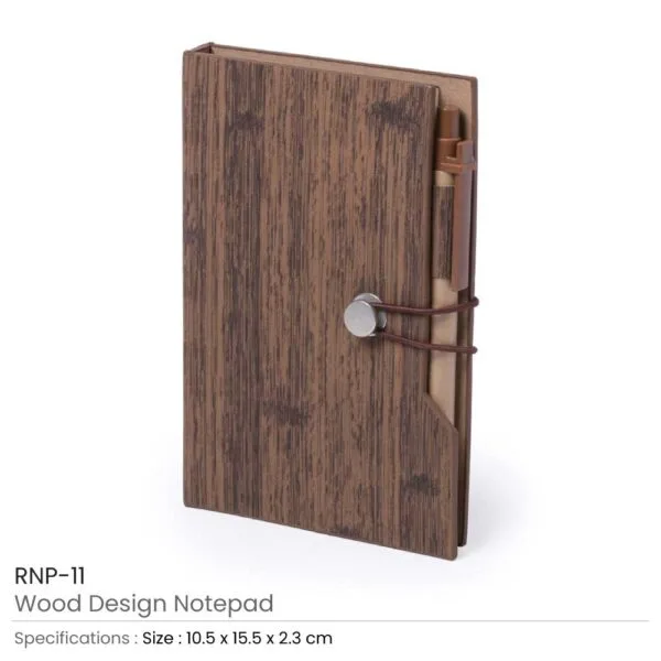 Wood Design Notebook with Sticky Note and Pen — product photo 1