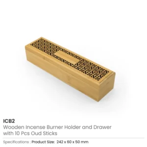 Wooden Incense Burner Holder with Drawer Includes 10 Pcs Oud Sticks — related custom branded product in UAE