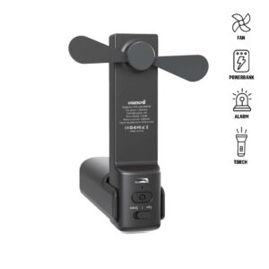 ZEPHYR – @memorii 4-in-1 Fan Powerbank, Safety Alarm & Torch – Black — related custom branded product in UAE